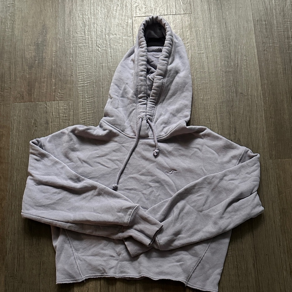 Hollister Purple Fleece Crop Hoodie